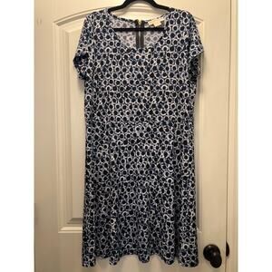 Michael Michael Kors Women’s Boho Geometric Fit & Flare Dress Size 1X Navy White